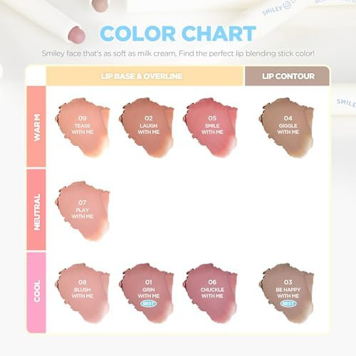 lilybyred Smiley Lip Blending Stick | Korean 3-in-1 Lip Liner, Natural Lip Contour & Definition, Velvety Matte Finish, Soft Blur Effect, Smooth Glide, Easy to Blend, 0.028 oz (06 Chuckle with me)