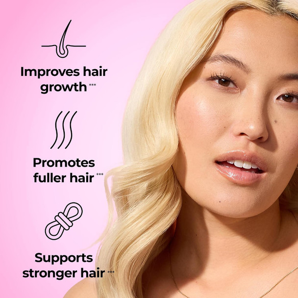 HUM Hair Strong Gummies Hair Growth Support  Folic Acid Fo-Ti Root Extract BiotinZinc andB12 Vegan Strawberry Gummies Women and Men