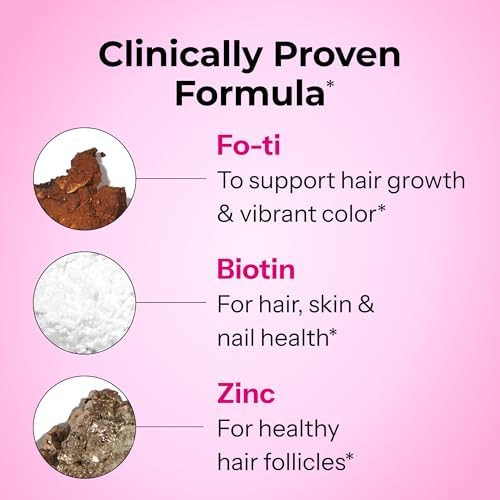 HUM Hair Strong Gummies Hair Growth Support  Folic Acid Fo-Ti Root Extract BiotinZinc andB12 Vegan Strawberry Gummies Women and Men