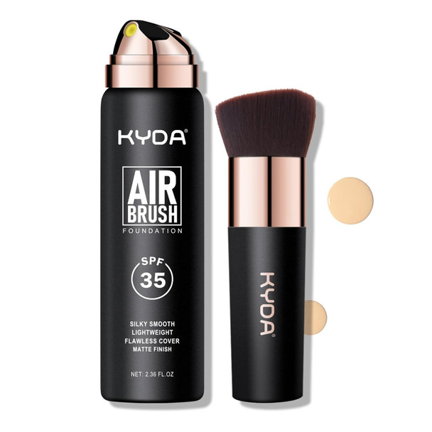 KYDA SPF 35 AirBrush Foundation Spray, Silky Foundation Mist Makeup, Flawless Coverage for Smooth Creamy Nude Finish, Breathable Blendable Lasting Formula-#310 Sunny Beige