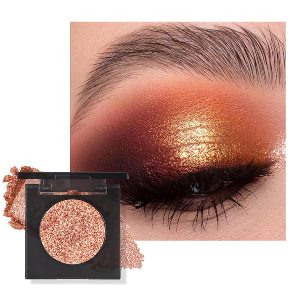 KYDA Single Glitter Eyeshadow, Pale Champagne Silver Eyeshadow, Lasting Blendable Shimmer Pearl Eyes Shadow, Sparkling Eyes Glitter, Soft Buildable Glossy Color, Wet Look Effect, Weaving Maid