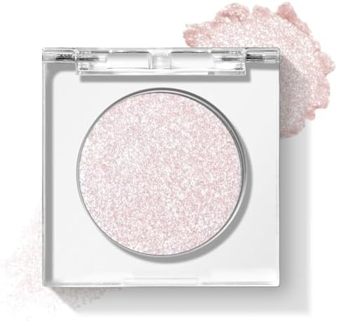 KYDA Single Glitter Eyeshadow, Pale Champagne Silver Eyeshadow, Lasting Blendable Shimmer Pearl Eyes Shadow, Sparkling Eyes Glitter, Soft Buildable Glossy Color, Wet Look Effect, Weaving Maid