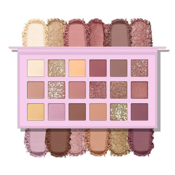 KYDA 12 Colors Tropical Coconuts Eyeshadow Palette, Summer Beach Neutral Brown Grey Pink Eyeshadow, Shimmer Pearl Glow Eye Shadow, Smooth Blendable Powder Eyes Shadow, Summer Eyes Makeup