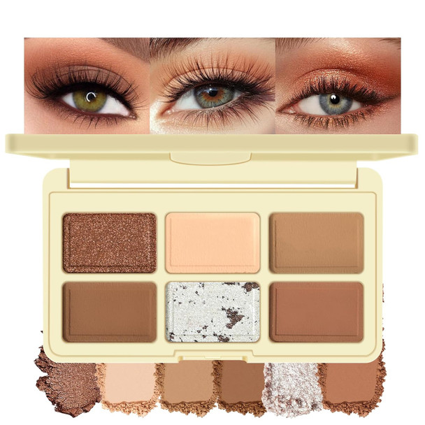 KYDA 12 Colors Tropical Coconuts Eyeshadow Palette, Summer Beach Neutral Brown Grey Pink Eyeshadow, Shimmer Pearl Glow Eye Shadow, Smooth Blendable Powder Eyes Shadow, Summer Eyes Makeup