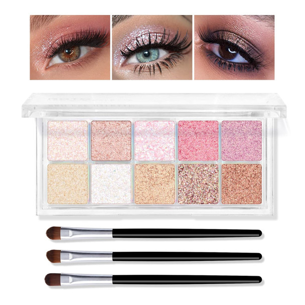 KYDA 12 Colors Tropical Coconuts Eyeshadow Palette, Summer Beach Neutral Brown Grey Pink Eyeshadow, Shimmer Pearl Glow Eye Shadow, Smooth Blendable Powder Eyes Shadow, Summer Eyes Makeup
