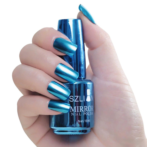KYDA 18ml Silver Mirror Nail Polish, Bright Glossy Mirror Polish for Nails Art, Longlasting Shine Metallic Effect Nails Art, Gorgeous Reflective Manicure Nail Lacquers