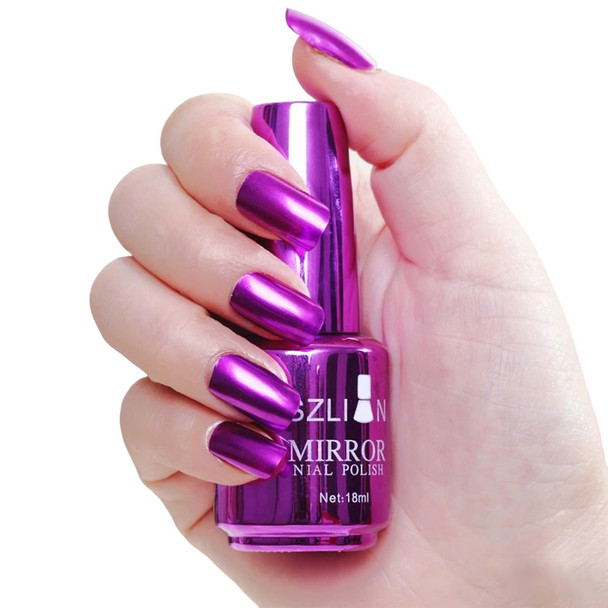 KYDA 18ml Silver Mirror Nail Polish, Bright Glossy Mirror Polish for Nails Art, Longlasting Shine Metallic Effect Nails Art, Gorgeous Reflective Manicure Nail Lacquers
