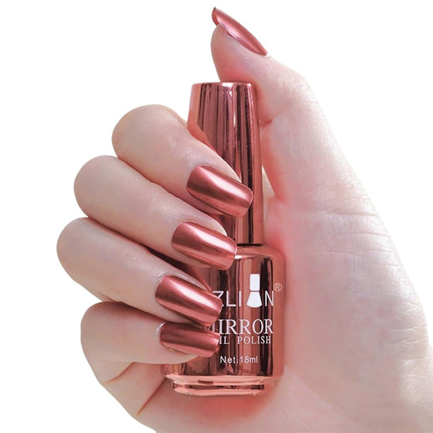 KYDA 18ml Silver Mirror Nail Polish, Bright Glossy Mirror Polish for Nails Art, Longlasting Shine Metallic Effect Nails Art, Gorgeous Reflective Manicure Nail Lacquers