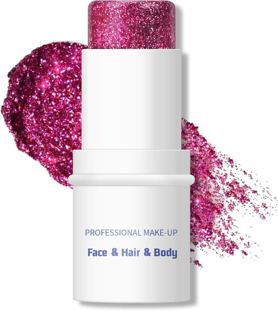 KYDA Body Glitter Stick, Chunky Blue Glitter Gel for Face Body Hair, Sparkling Holographic Mermaid Sequins Paint, Waterproof Multiuse Makeup Glitter Gel