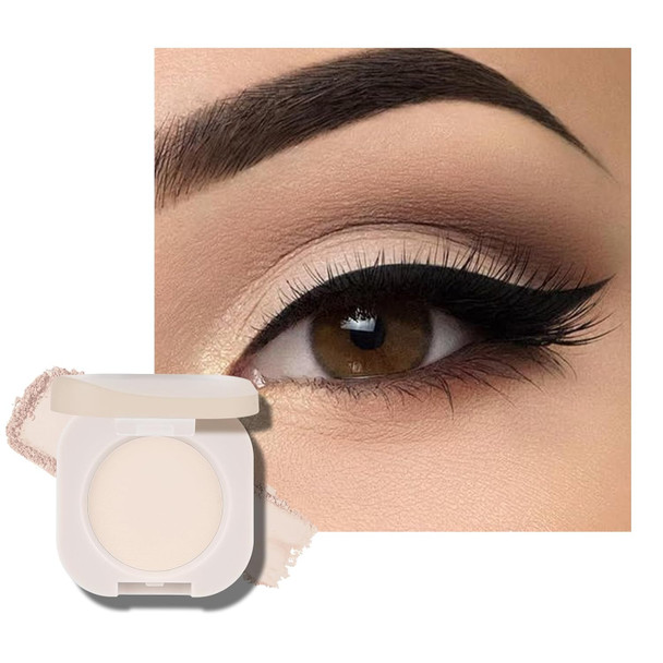 KYDA Beige Brown Matte Single Eyeshadow, Matte Nude Brown Eyeshadow Compact, Ultra-fine Lightweight, Crease-proof High Pigmented Formula, Korean Mini Eyes Makeup, Milk Tea