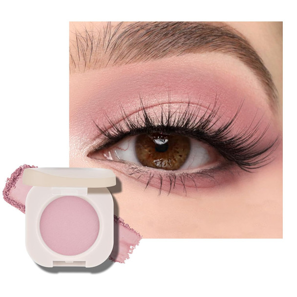 KYDA Beige Brown Matte Single Eyeshadow, Matte Nude Brown Eyeshadow Compact, Ultra-fine Lightweight, Crease-proof High Pigmented Formula, Korean Mini Eyes Makeup, Milk Tea