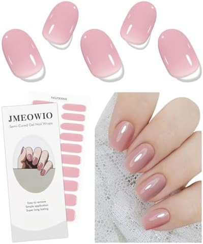 JMEOWIO Semi Cured Gel Strips Nail Art Sticker Wrap