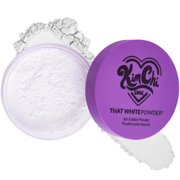 KimChi Chic Beauty Puff Puff Pass Set & Bake Loose Setting Powder Makeup | Face Powder with Rice & Vitamin E, Matte Airbrush Finish, Oil Control with Fluffy Powder Puff, 03 Translucent