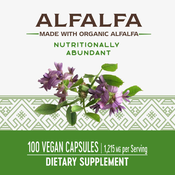 Nature's Way Organic Alfalfa Young Harvest, Premium Formula, 405 mg, 100 Vegan Capsules