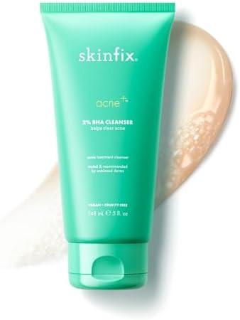 Skinfix  BHA Cleanser  Clears Acne Blemishes and Blackheads  Safe for All Types of Acne  Fragrance Free  Vegan Cruelty Free
