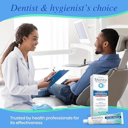SALIVEA Dry Mouth Toothpaste Anticavity Fluoride Mint 4.3 Anticavity fluoride with xylitol and calcium SLS free low foaming gentle formula for daily oral defense and fresh breath