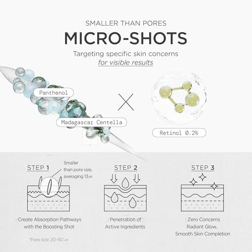 SKIN1004 Retinol 0.2% Boosting Shot Ampoule, Face Serum for Skin Elasticity, Facial Spicule Serum with Retinol & Retinal, Centella Ampoule for Fine Lines & Firmness, Korean Skin Care, 1.01fl.oz / 30ml