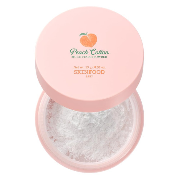 SKINFOOD Peach Cotton - Extract & Calamin Contained Sebum Control Silky Powder for Oily Skin, Stocking Stuffers, Sweet Peach Scent with Baby Skin