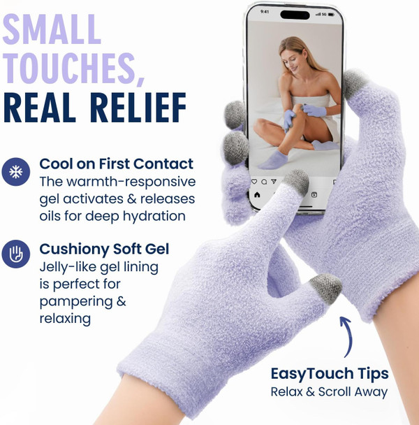 Dr. Frederick's Original Moisturizing Gel Gloves, 1 Pair | Touchscreen-Friendly, Mango Butter and Shea Butter, Jojoba and Coconut Oil, Dry-Hand Care, HealSoft Plus Formula