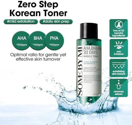 SOME BY MI AHA BHA PHA 30 Days Miracle TonerKorean Refining Face Toner for All Skin Types  Daily Pore Care and Oil Control with 2% Niacinamide  Korean Skin Care