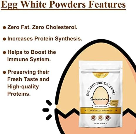 Orgnisulmte Egg White Protein Powder 8 Oz Pasteurized Dried Egg Whites Protein Gluten-Free Non-GMO Unflavored  Free Range High Whip for Baking Desserts