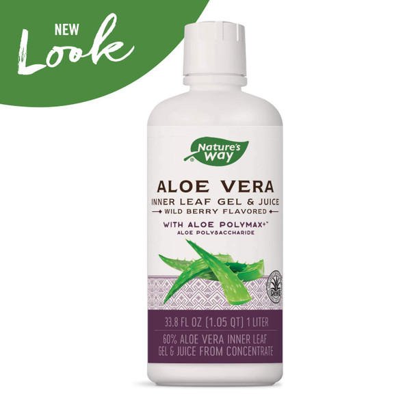 Nature's Way Premium Aloe Vera Inner Leaf Gel & Juice 99% Purified, Wild Berry Flavored, 33.8 fl oz. (Packaging May Vary)