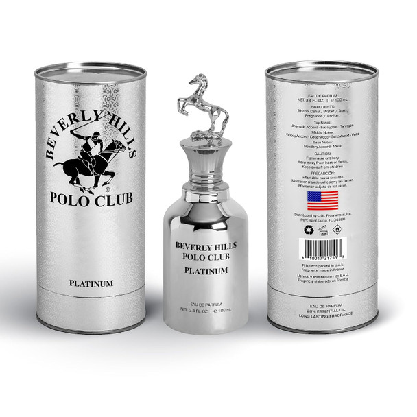 Beverly Hills Polo Club Eau de Parfum for Men - 3.4 Fl Oz, Signature Long-Lasting Scent, Iconic Metal Horse Cap, Luxury Gift Box