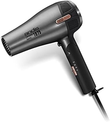 Andis 80280 Fold-n-go 1875 Watt Ceramic Ionic Dryer, Retractable Cord, Lightweight with Professional Blowout Results, Quick Drying Blow Dryer, Black/Silver