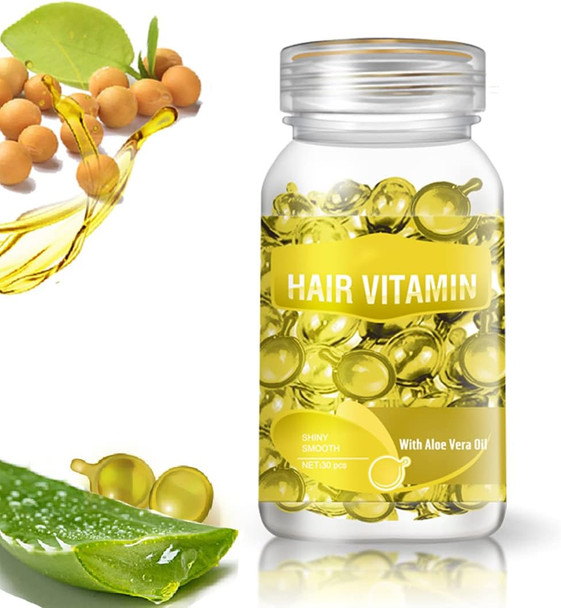 Hair Vitamin Serum Capsule Argan Macadamia Avocado Oil Complex for Smooth Silky Hair Mask and Treatment 30 PCS