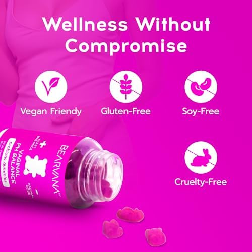 BEARVANA Vaginal pH Support & Probiotic Gummies for Women | Feminine Wellness & Intimate Care Supplement with Vitamin C | Pineapple Flavor | 60 Gummies