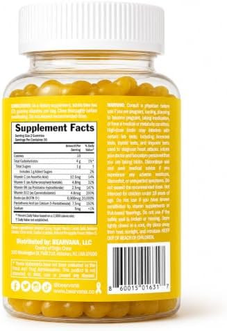 BEARVANA Biotin Gummies Extra Strength | Hair Skin & Nails Vitamins with Biotin, Vitamin C, E, B6 & B12 | Vegan Gummy Vitamins | Pineapple Flavor | 60 Gummies