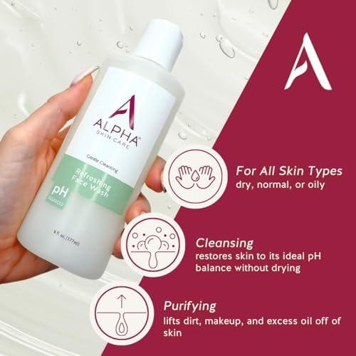 Alpha Skin Care Refreshing Face Wash Citric AHA  Soap-free cleanser purifies tones restores pH  and removes makeup and oil for all skin types.