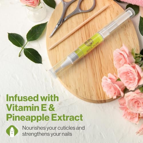 ECCO PURE Cuticle Oil Pen with Vitamin E Nail and Cuticle Moisturizing Oil  Mess-Free Brush Pen for Dry Cuticles and Nails  Manicure and Pedicure Nail Care