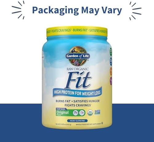 Garden of Life Raw Organic Fit Vegan Protein Powder, Original, 10 Servings | 28g Plant Based Powder for Weight Management, Raw Protein, Probiotics & Fiber, Non-GMO, Gluten-Free, Vegan