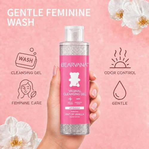 BEARVANA Gentle Feminine Wash | Daily External Vaginal Cleanser | Light Vanilla Scent | 8.45 fl oz (250 mL)
