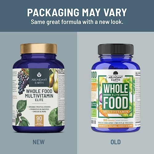 Abundant Earth Whole Food Multivitamin for Women Daily Multi Vitamins Supplements for Men Mens Multivitamins + B Complex Probiotic Multi Enzyme Omegas for Organic Energy Mood Digestion