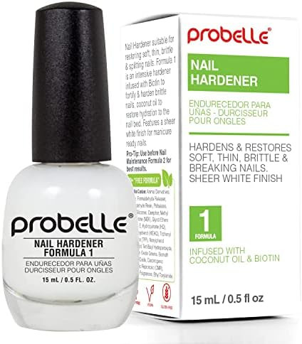 Probelle Nail Hardener  Repair Damaged Nails Extra Strong Nail Growth Base Coat For Brittle Nails Grows and Strengthens Soft Weak Nails Aids Splitting Breaking Peeling Nails