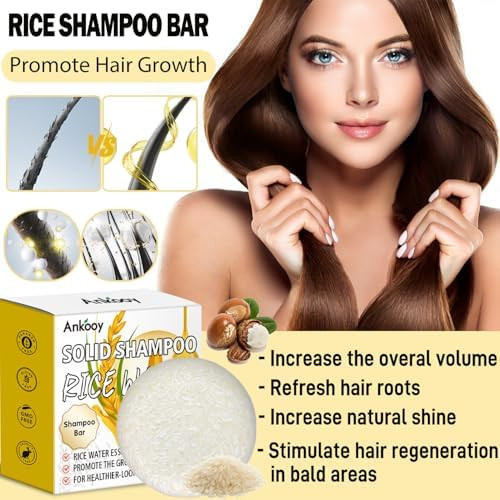 ANKOOY Shampoo and Conditioner Set,Rice Water for Hair Growth,Clarifying Shampoo,Organic Protein & Vitamins for Damage Hair Care,Natural Deep Conditioner Hair Treatment,Travel Shampoo and Conditioner(2 Pack)