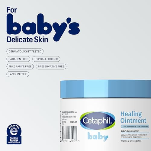 Cetaphil Baby Healing Ointment, Diaper Rash Ointment Soothes and Protects Baby's Irritated-Skin, Protectant For Dry Skin, 12oz, (Pack of 2)