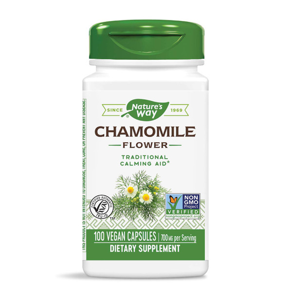 Nature's Way Chamomile Flower, 700 mg per serving, 100 Capsules (Packaging May Vary)