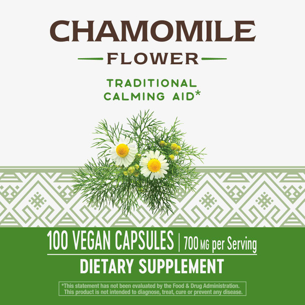 Nature's Way Chamomile Flower, 700 mg per serving, 100 Capsules (Packaging May Vary)