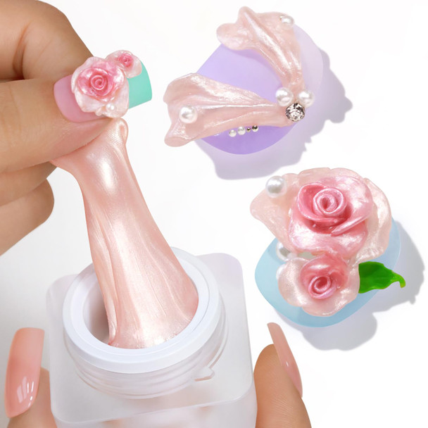 Double Rhythm 3D Nail Gel Clear Solid Sculpting for Art Non-Sticky Hard Gel for Building Carving Molding Nail Extension Soak Off UV/LED Nail Art Salon Home DIY 0.5 Oz (Clear)
