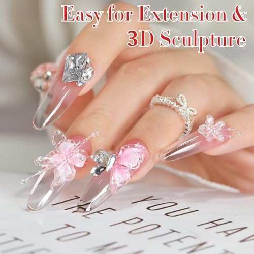Double Rhythm 3D Nail Gel Clear Solid Sculpting for Art Non-Sticky Hard Gel for Building Carving Molding Nail Extension Soak Off UV/LED Nail Art Salon Home DIY 0.5 Oz (Clear)