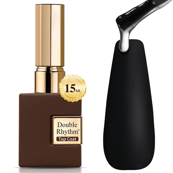 Double Rhythm 15ML No Wipe Gel Top Coat Base Coat Iridescent Glitter Shimmer 2 in 1 Nail Polish Manicure DIY Home Salon (Matte Top Coat)