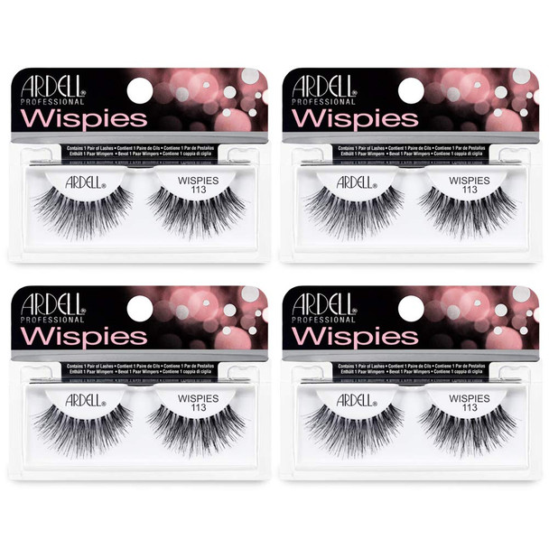 Ardell False Eyelashes Wispies  Natural Look Soft Band Lightweight  Flared Strip Lashes for Glamour and  Everyday Use 4 Pairs