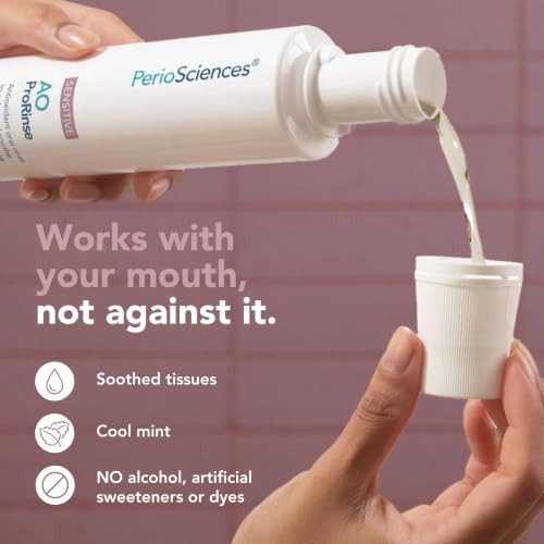 PerioSciences AO ProRinse Sensitive Teeth Mouthwash with Essential Oils and Antioxidants  Alcohol Free Mouthwash for Extreme Oral Sensations