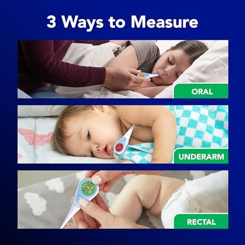 Vicks SpeedRead Digital Thermometer for Baby Kids and Adults Color Coded Readings Oral Baby Rectal Thermometer or Under The Arm Water Resistant
