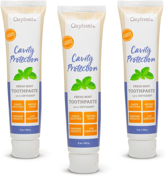 Oxyfresh Premium Cavity Protection  Fresh Mint Fluoride Toothpaste  Unique Non Staining Fluoride Helps Keep Teeth White  Helps Fight Cavities Plaque and Tartar  Strengthen Sensitive Enamel