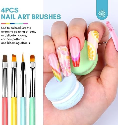 SAVILAND Dual Ended Gel Nail Art Brush Set with Dotting Tools  Oval French liner and detail brushes dotting sizes flexible nylon bristles for gel polish poly gel and fine nail art