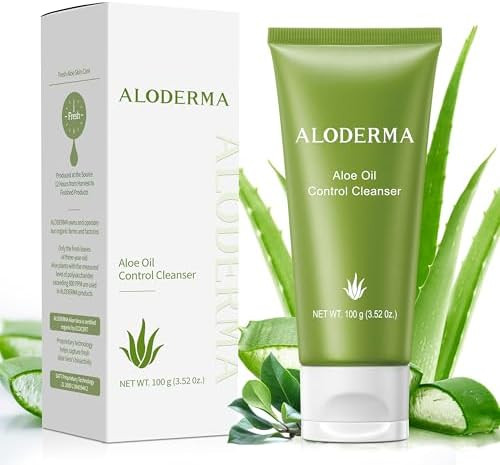 Aloderma Oil Controlling Facial Cleanser Organic Aloe Face Wash with wintergreen clary sage Daily calming wash